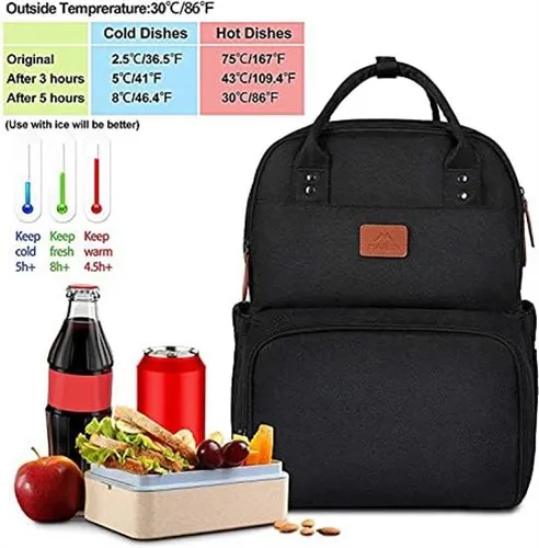 Mochila Con Compartimiento Termico Para Almuerzo-negro