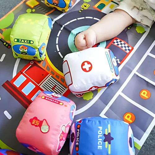 Set De Pista De Tela Mas 6 Autos Transportable Color Colores