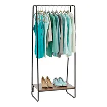 Comprar Percheros De Ropa Pequeño Metálico Con Estante De Madera