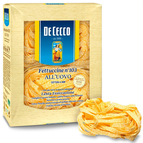 Imagen 2 de 8 de Pastas De Cecco Fettuccine Nº 103 Al Huevo Italia 3 Paquetes