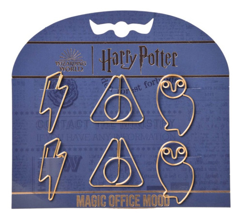 6 Paper Clips Harry Potter Con Formas Mooving Color Dorado