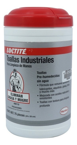 Toallas Industriales Loctite 490110 Bote 75 Toallas 15202580 Color Blanco