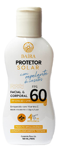 Protetor Solar Com Repelente Fps 60 Baíra 120 Ml