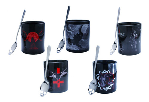 Cuchara De Craneo Plata + Taza Gotica Rock Dark Lucyferax