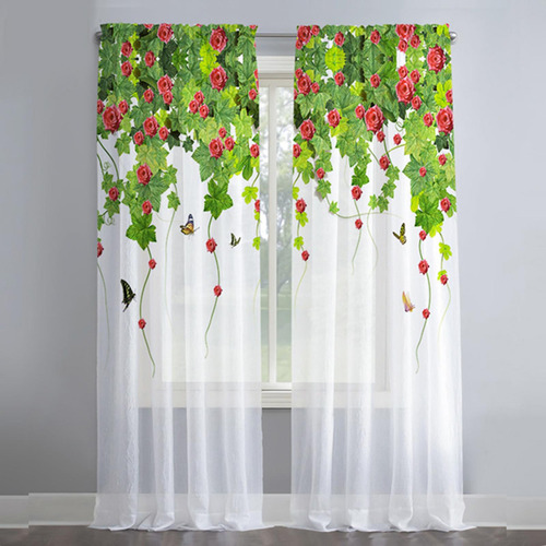 2 Cortinas De Ventana De Cortina Transparente 107cmx213cm
