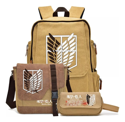 Mochila 3 En 1 De Ataque A Los Titanes, Set De Mochila Escolar De 3 Piezas, Accesorios De Anime, Temporada De Regreso A Clases,regalo Para Estudiantes