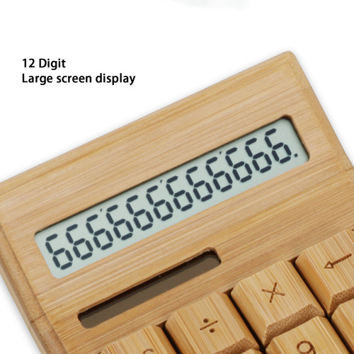 Sjfsjfcalculadora De Madera Con Batería Solar De 18 Teclas,