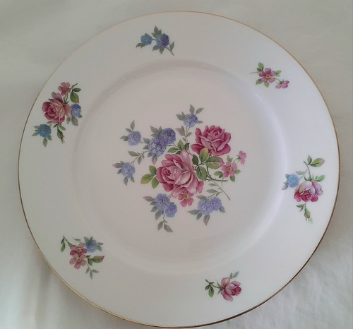 Antiguo Plato Decorativo Porcelana Francés Limoges Rosas