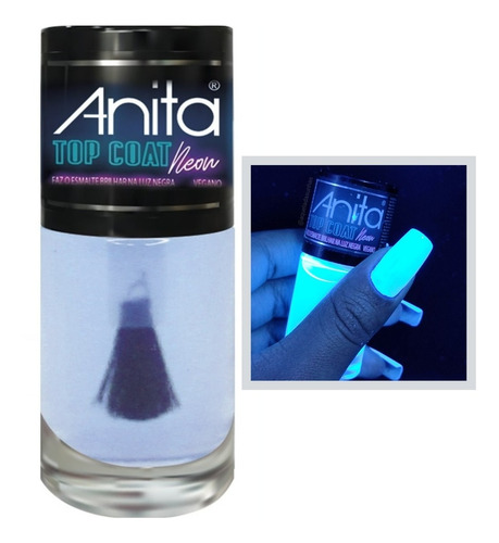 Esmalte Luz Negra Top Coat Neon Anita 10ml Fluorescente