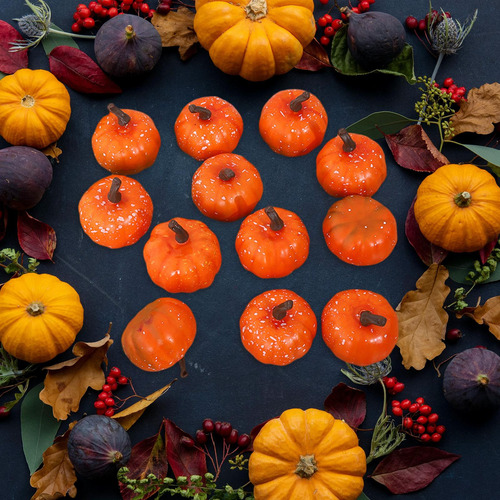 12 Piezas Mini Calabazas Verduras Artificiales Para Naranja