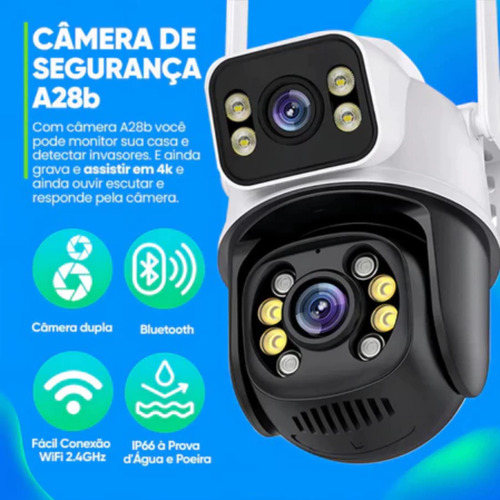Câmera Segurança Prova D'água Lente Dupla App Yoosee Wifi Branco