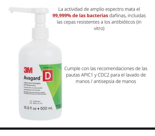 Imagen 4 de 4 de 3m Avagard D Antiséptico De Manos Con Humectantes Oferta