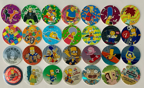 92 Tazos Variados Spiderman, Simpsons, Angry Birds L.170 (Usado)
