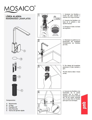 Monomando Grifo Llave Lavaplatos Fregadero Alaska