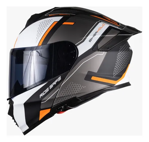 Casco Kov Thunder Revenge Naranja Gris Para Moto Color Naranja