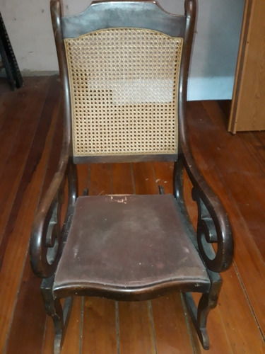 Silla Mecedora Hamaca Madera Esterilla Pana -no Envio-qr (Usado)