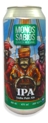 Cerveza Rubia Monos Sabios Ipa India Pale Ale Lata 473ml