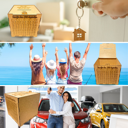 Cofre Desafio 31 Mil Reais Poupar Em Familia Viajar Wood Box Cor Cru Mdf