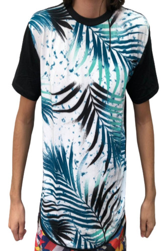 Kit 4 Camisetas Camisas Masculinas Long Line Florido Swag