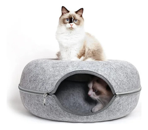 Cama Para Gato Ovalada De Fieltro Con Cierra 50 Cm