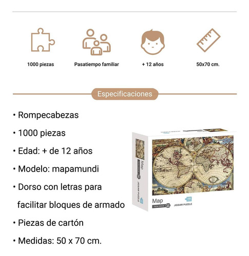Rompecabezas 1000 Pz Mapamundi Antiguo Puzzle