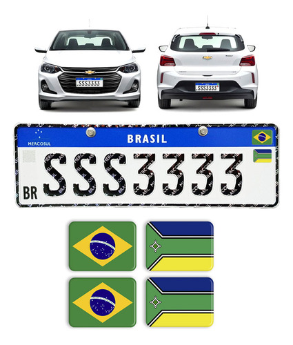 Adesivos Bandeiras Brasil E Amapá Placa Nova Carro Resinados