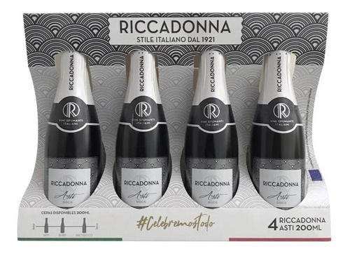 Pack 4 Espumantes Italianos Riccadonna Asti O Rubí