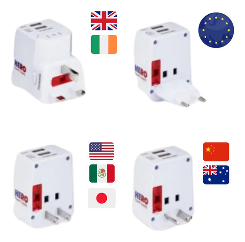 Adaptador Universal De Corriente Con 2 Puertos Usb