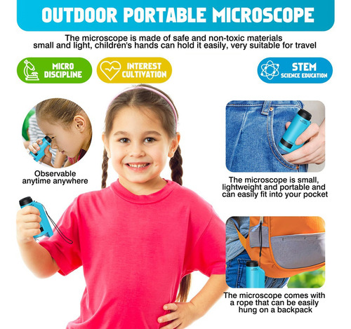 Microscopio Portátil Para Niños 60x-180x, Micrófono De Mano