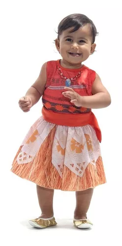 Fantasia Moana Baby Roupa Bebê Festa Infantil + Colar + Flor