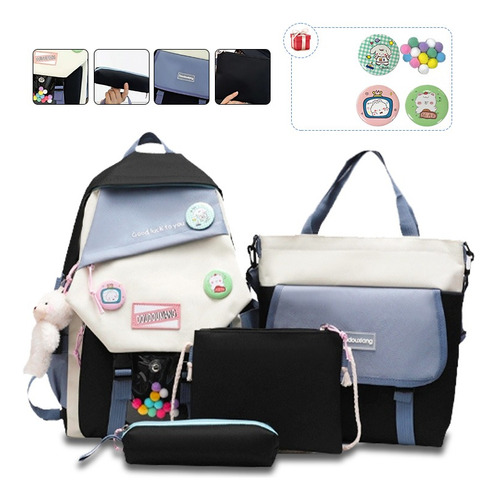 Set 7 Mochila Bolsas Escolar Estudiante Lapicera Tote Lona