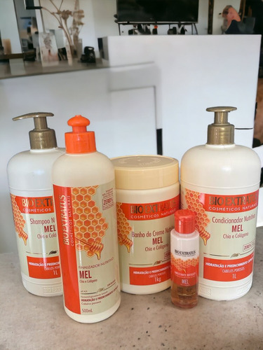 Kit 1 Shamp 1 Cond 1 Banho 1l 1 Final 500ml 1 Fix 55ml Mel