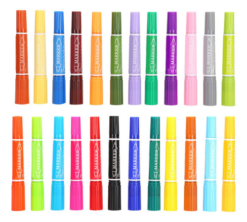 Juego De Marcadores De Doble Punta 24 Colores Marcadores