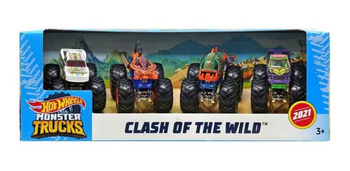 4 Vehículos Monster Trucks Hot Wheels 1/64 Clash Of The Wild