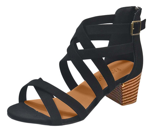 Sandalias Con Correa De Tobillo Ahuecadas A La Moda De Tacon
