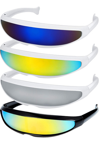 4 Pares De Lentes De Sol Futuristas Angostos Con Diseno De R