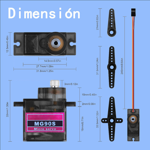 Mg90s Servo Metálico Micro Para Rc Coche Robot Arduino