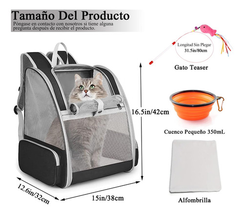 Mochila De Viaje Transpirable Para Perros Y Gatos Negra