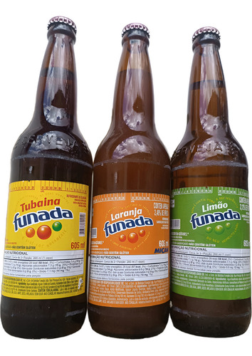 Kit 3 Sabores Refrigerante Funada Tubaína C/ 600ml Vasilhame
