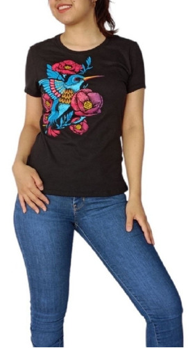 Playera Larva Colibrí Floral Arte Mexicano