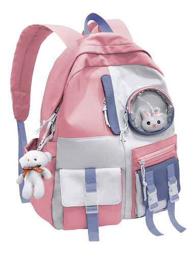 Mochila Juvenil Feminina Mamãe Bebe Espaçosa Resistente Luxo Cor Rosa