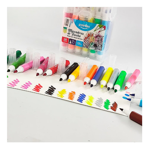 Marcador De Brocha 18 Colores A Base De Agua Estuche Pointer