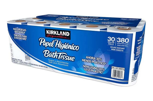 Papel Higiénico Kirkland 30 Rollos 380 Hojas /v