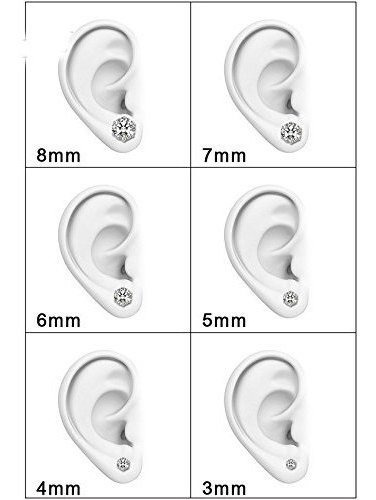 Imagen 2 de 7 de 12 par Acero Inoxidable Mens Womens Stud Aretes Set Negro Y