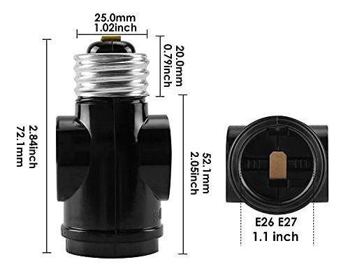 Adaptador Conector Luz Certificado Ul E26 2 Polarizado