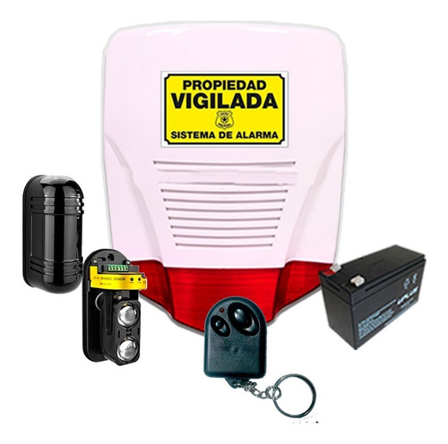Imagen 1 de 3 de Kit Alarma Domiciliaria Perimetral Cableada Barrera Sirena