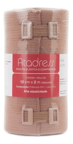 Atadura Elástica Alta Compressão 12 Cm X 2,0mts Atadress