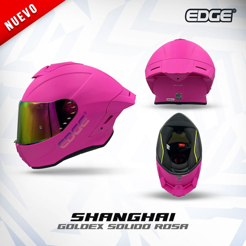 Casco Moto Edge Integral Cert Dot/ece Shangai Negro Rosa Rosa Chicle Casco Edge Integral Certificacion Dot/ece Shangai Rosa S