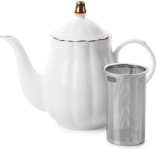 Btat- Tetera De Porcelana Con Infusor De Acero Inoxidable, 3