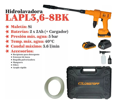 Aspiradora Hidrolavadora Lusqtoff Inalambrica 30 Bar